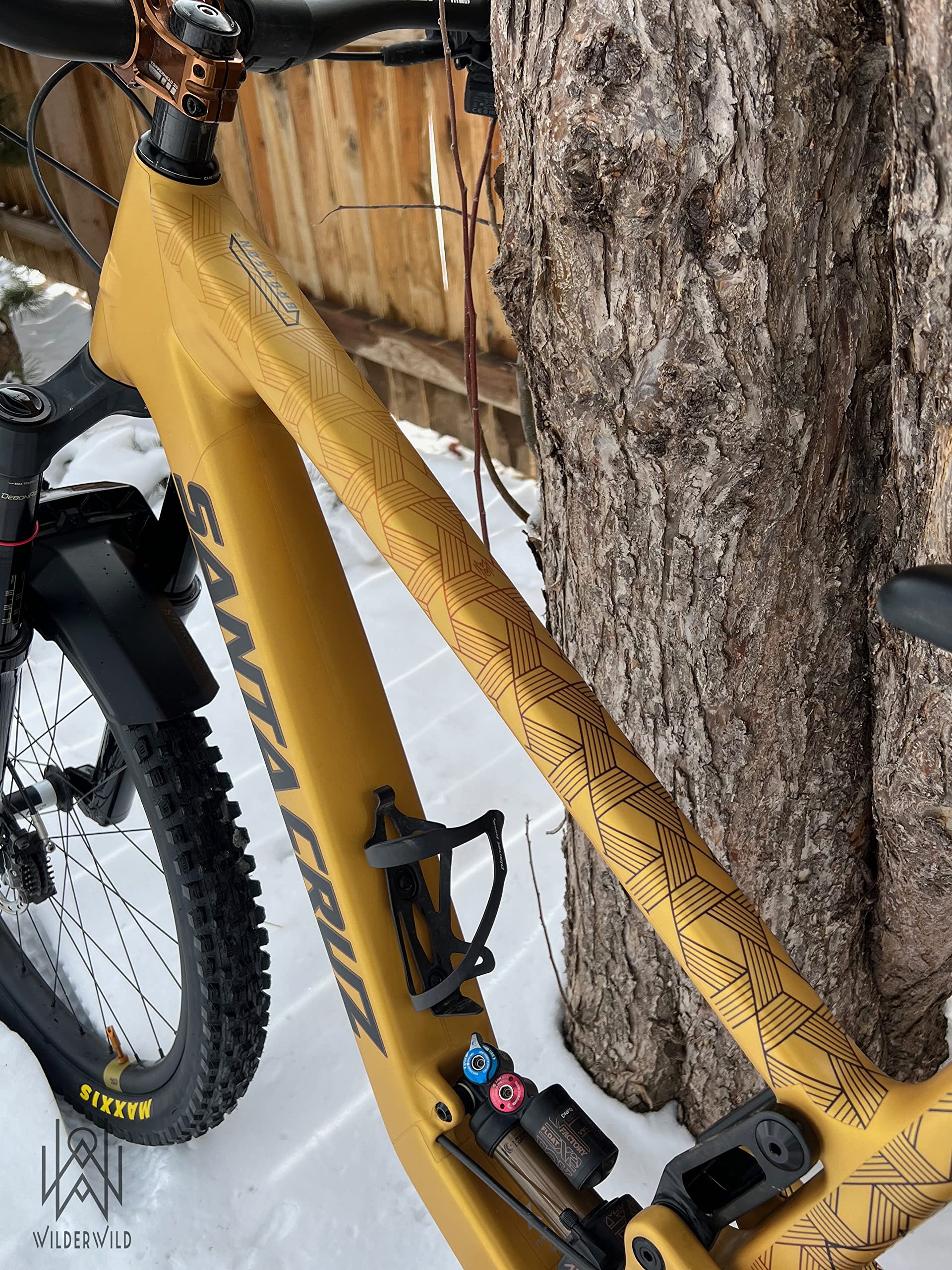 Bike Frame Protection Tape- High Impact Clear Vinyl Wrap Includes Tool (4”x72) Bicycle Frame Protector, Mountain Bike Frame Guard Chainstay Protector (Art Deco)