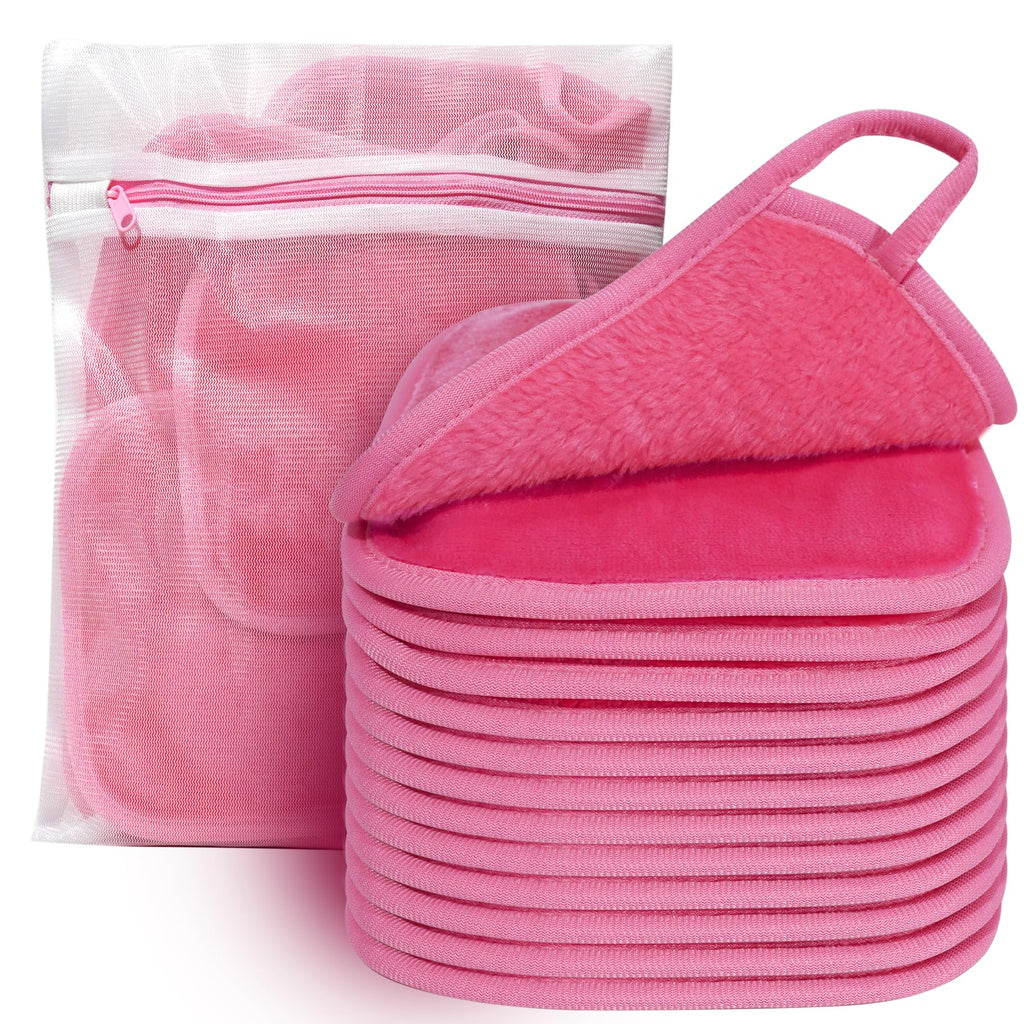 KODAMO Makeup Remover Cloth, Reusable Makeup Remover Pads Washable with Mesh Bag, Microfiber Makeup Removal Face Wash Cloths with Just Water, Gentle Soft, 12 Pack