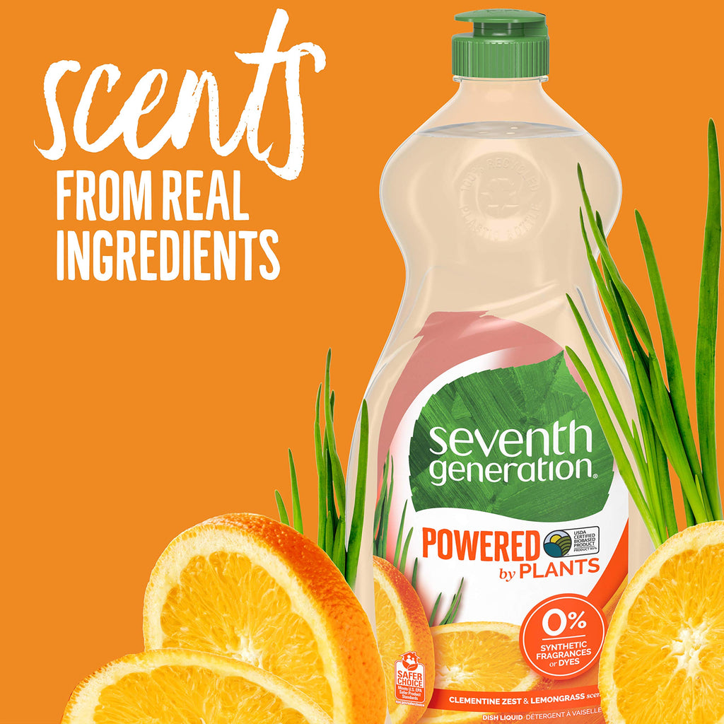 Seventh Generation Dish Liquid Soap Clementine Zest Lemongrass Dishwashing Soap Liquid Soap 19 oz
