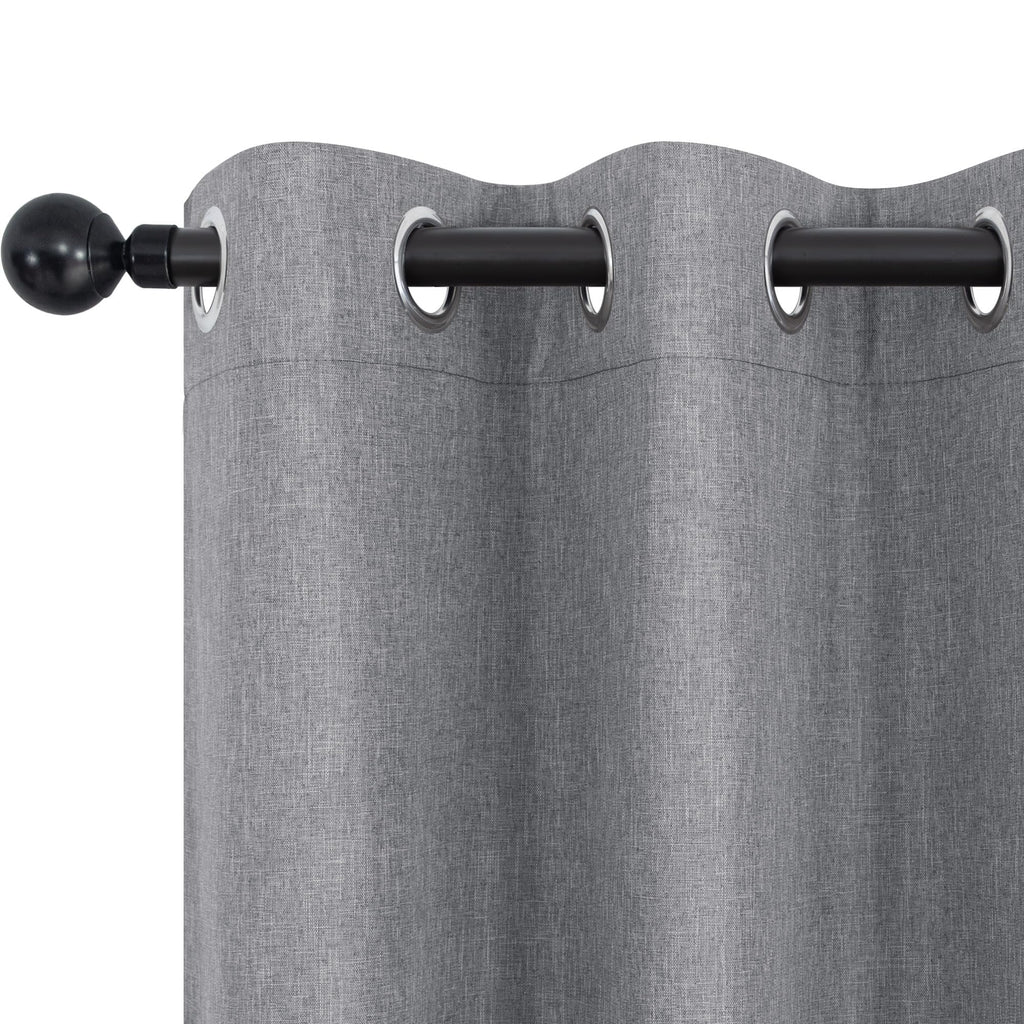 Short Small Linen Blackout Curtains 54 Inch Length 2 Panels Set for Bedroom Living Room Grommet 100% Black Out Linen Drapes Room Darkening Window Curtains 54 Inches Long Dark Gray