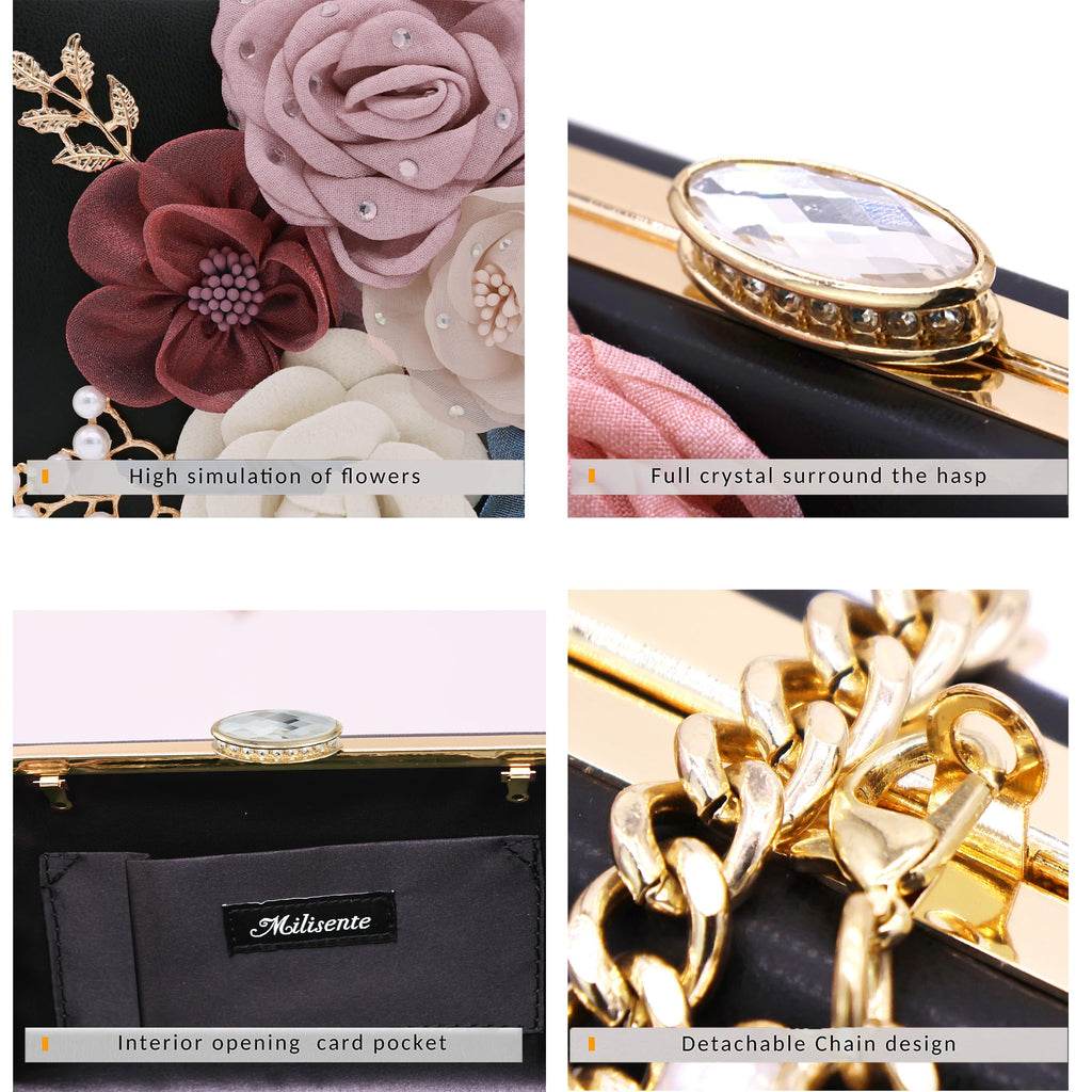 Evening Bag for Women, Flower Wedding Evening Clutch Purse Bride Floral Clutch Bag