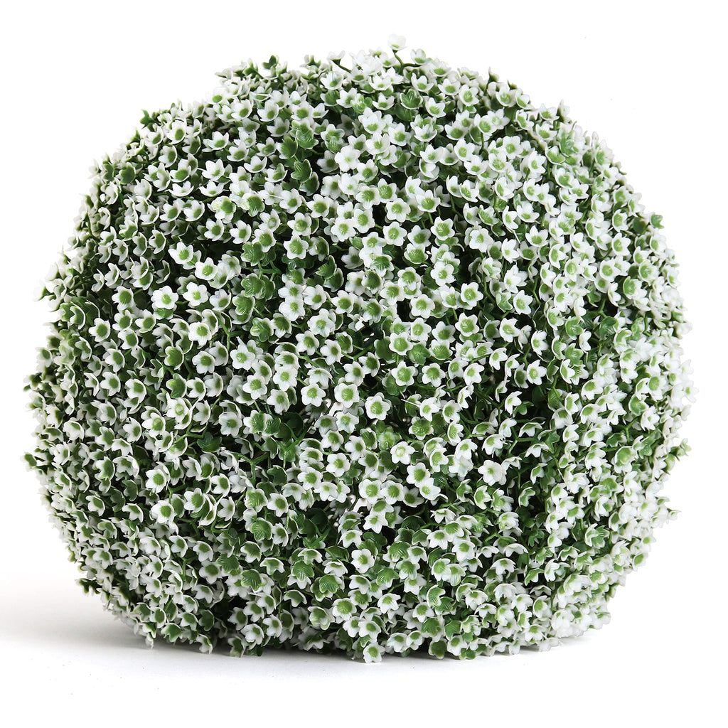 3rd Street Inn XL Baby's Breath Topiary Ball - Artificial Plant Set - Indoor/Outdoor Wedding Party Decor - Faux Foliage Garden Sphere - Tree and Bush Substitute (19")