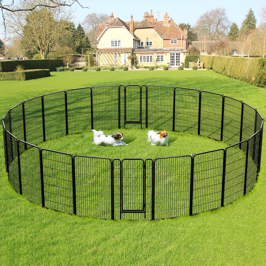 Yaheetech Dog Playpen, 24 inch 2 Panels Dog Pen for Indoor Heavy Duty Puppy Exercise Pen Metal Pet Fence for RV Camping/Yard/Garden