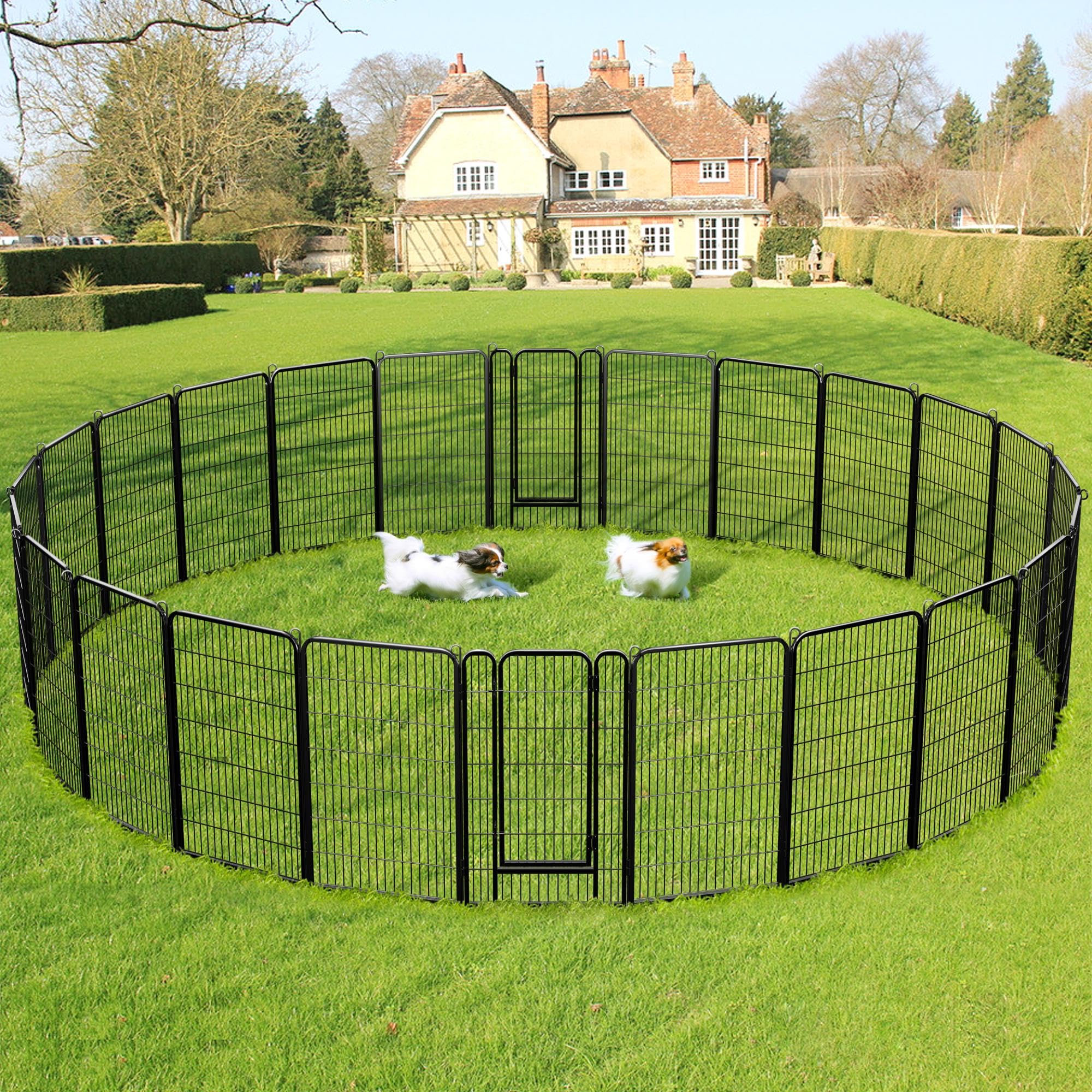 Yaheetech Dog Playpen, 24 inch 2 Panels Dog Pen for Indoor Heavy Duty Puppy Exercise Pen Metal Pet Fence for RV Camping/Yard/Garden