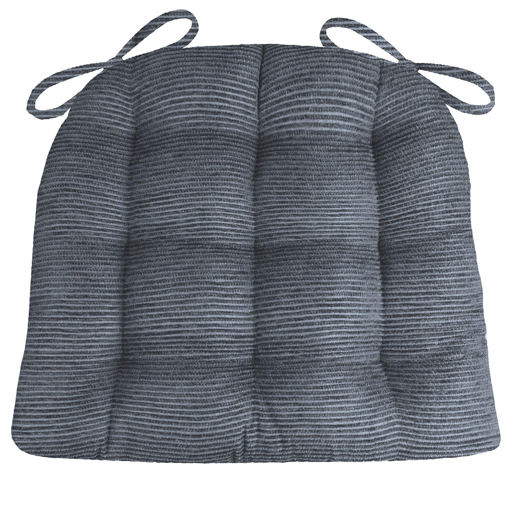 Barnett Home Decor Avante Charcoal Dining Chair Cushions - 15 x 17 Size Small Chair Pad - Latex Foam Fill - Reversible - Made in USA (Dark Gray-Black Stripe/Small)