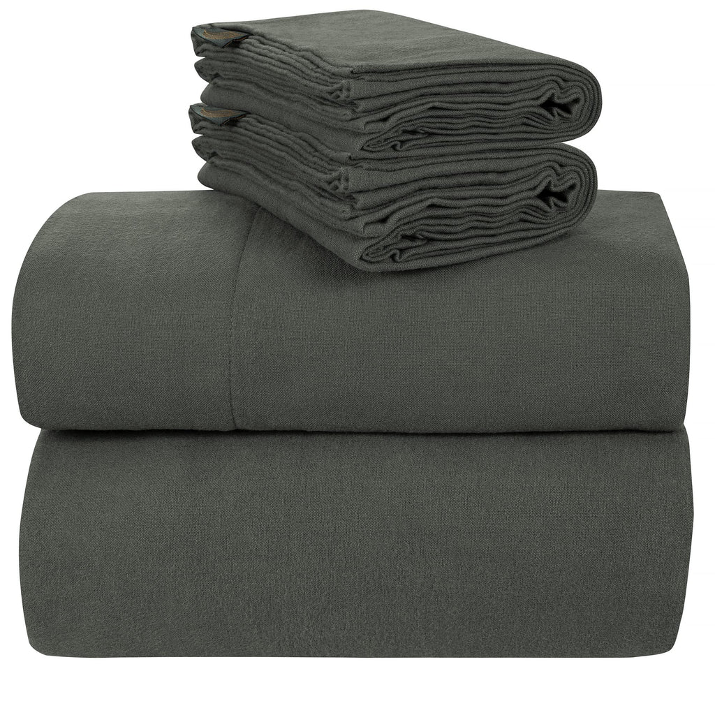 Featherhead 100% Cotton 4PCs Flannel Sheet Set | Double-Brushed for Extra Softness, Warm & Breathable, Extra Deep Pockets fits Up to 17” (Beige, Twin)