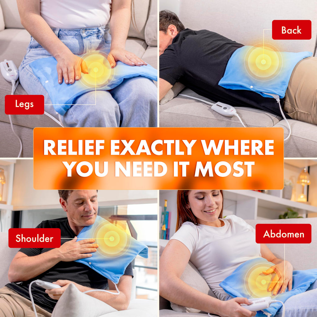 TheraCare Electric Heating Pad | Dry Heat Therapy | 4 Adjustable Heat Settings | 12" x 15" | Comfortable, Soft & Durable