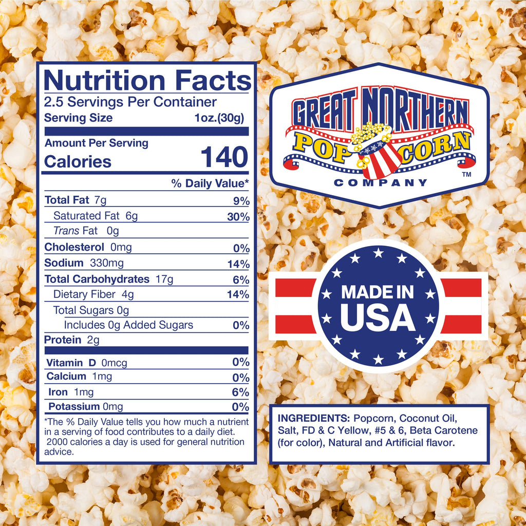 2.5oz Popcorn Packs - Pre-Measured, Movie Theater Style, All-in-One Kernel, Salt, Oil Packets for Popcorn Machines by Great Northern Popcorn (40 Case)