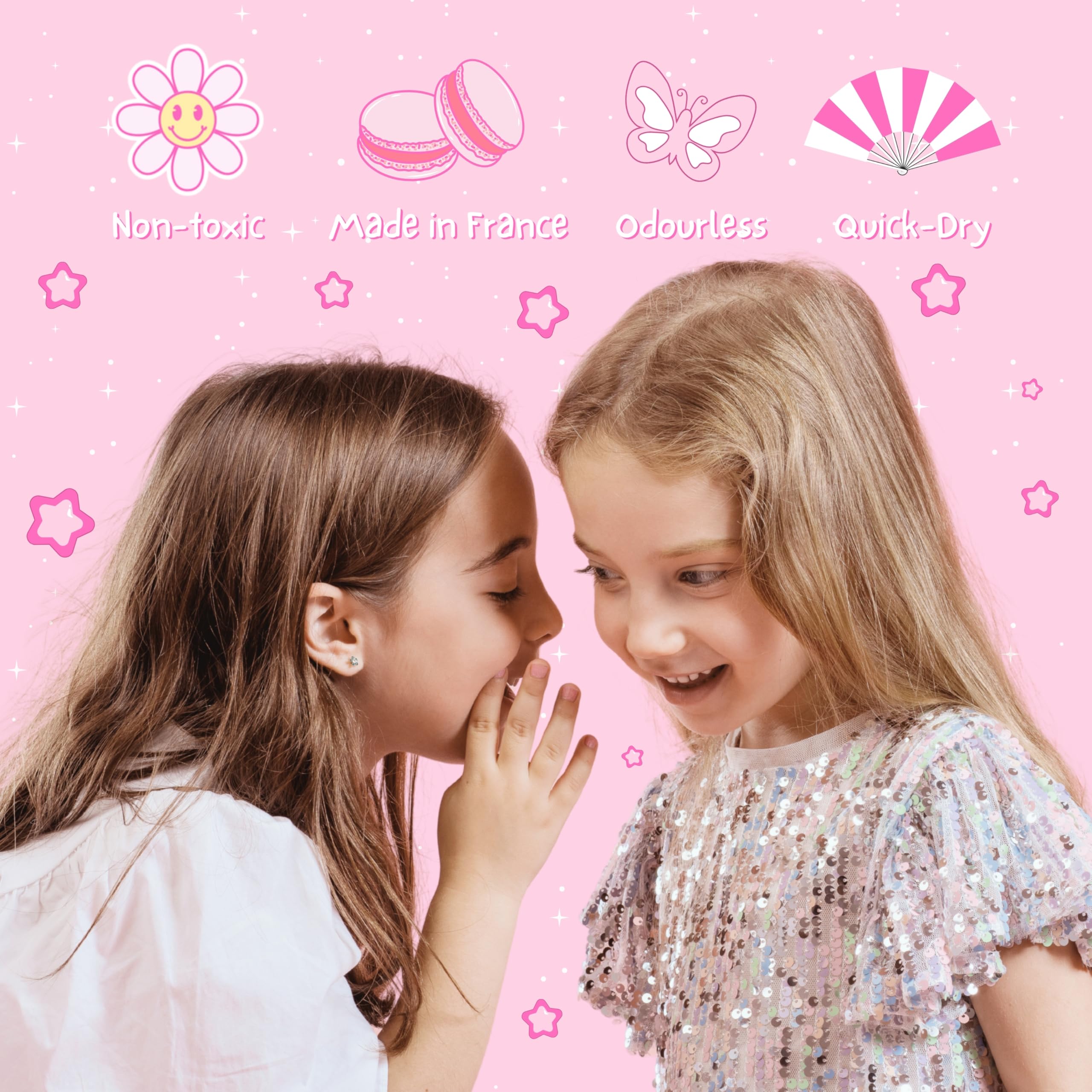 MISS NELLA ABRACADABRA – Safe Special sparkly pink Nail Polish for Kids, Non-Toxic & Odor Free Formula for Children and Toddlers, Natural Water Based for Easy Peel Off (Abracadabra)