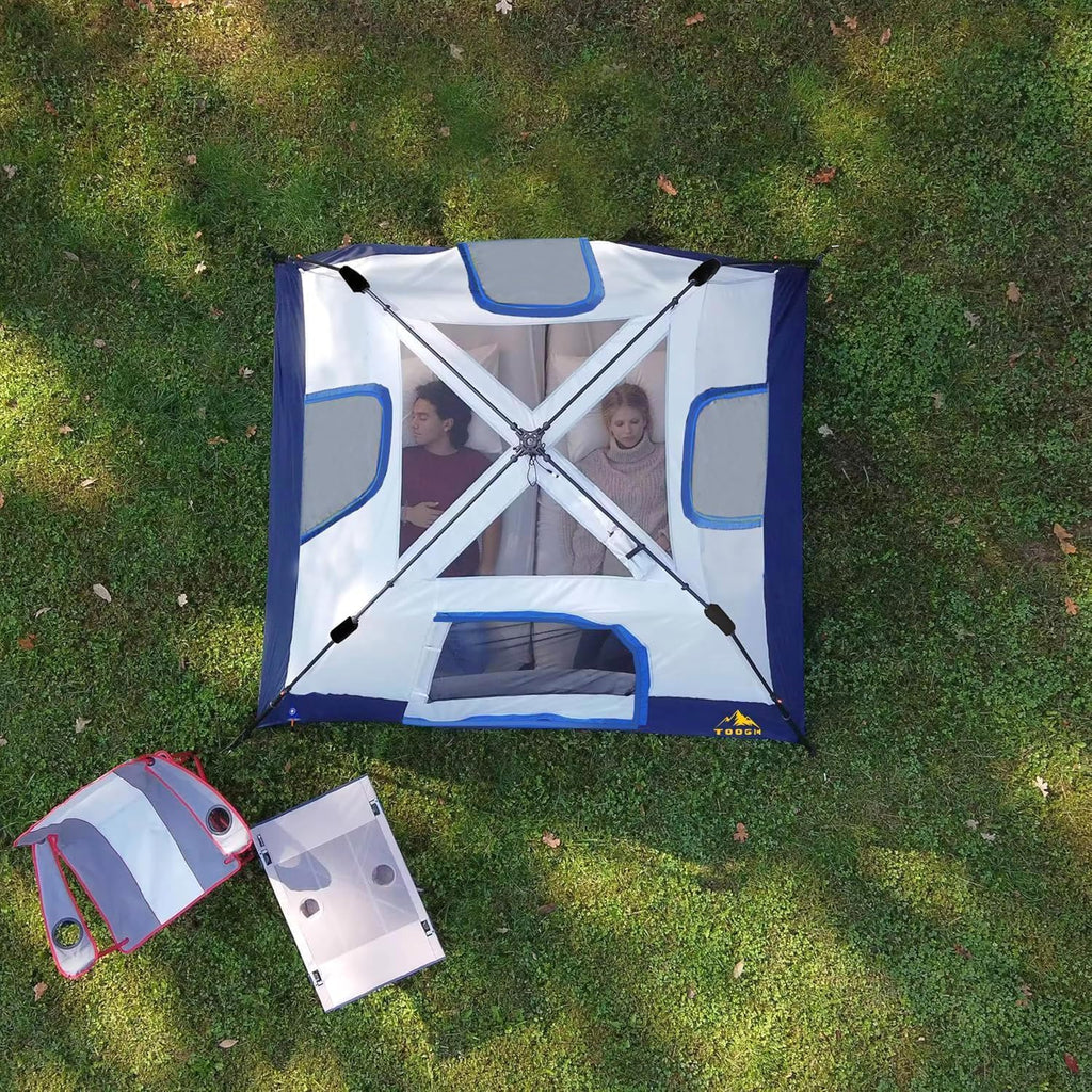 3/4 Person Camping Tent with 1 Door, 4 Windows, and Upgraded Ventilation– Instant Setup, Waterproof, 8'x 8'x 67''Oxford Fabric Floor Pop Up in 60 Seconds Includes Rainfly and Backpack