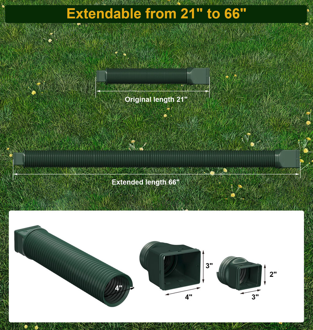 Ogutter Rain Gutter Downspout Extensions, Downspout Extender for Rainwater Drainage Flexible, Down Spout Drain Extension Pipe and Extendable from 21 to 66 Inches (Black)