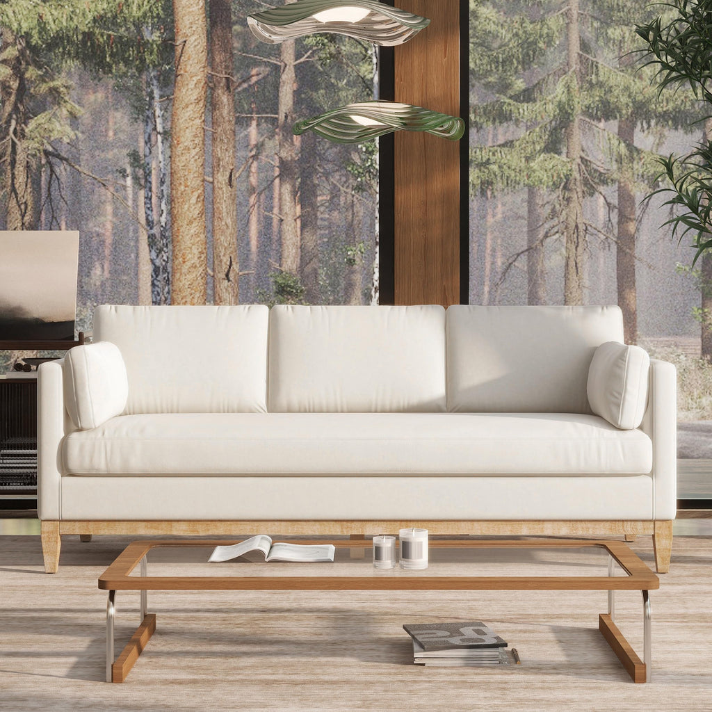 Jennifer Taylor Home Knox 84" Modern Farmhouse Performance Velvet Fabric Living Room Sofa Couch in Burnt Orange