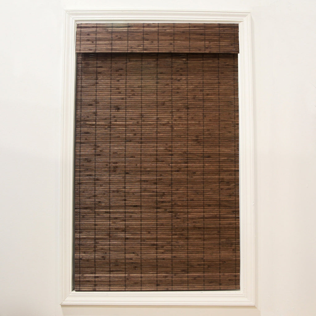 Radiance Cordless Bamboo Roman Shades for Windows - Flatstick Bamboo Blinds for Semi-Private Light Control - Easy to Lift & Fold Up Window Shades - Cocoa - 23 in. W x 64 in. L - (2216300E)