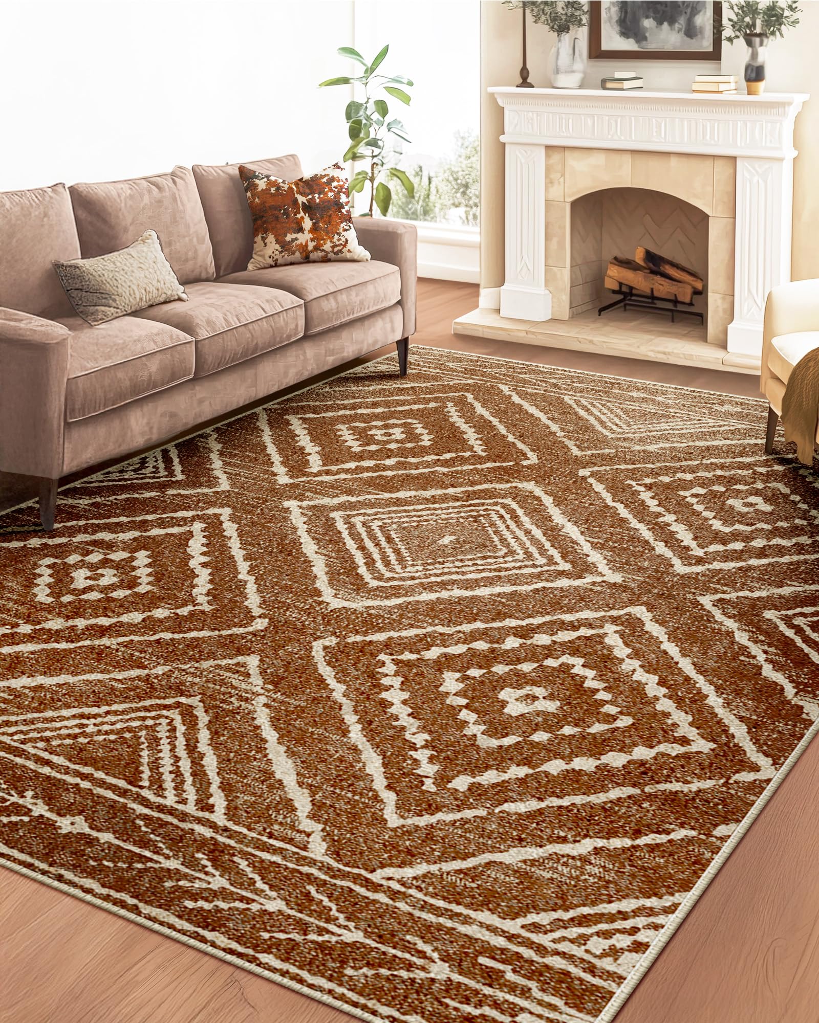 BESTSWEETIE Area Rug 2x3 Rug Machine Washable Non-Slip Low Pile Print Pattern Western Rug for Living Room Bedroom Entryway Tribal Series-Abstract/Cowhide