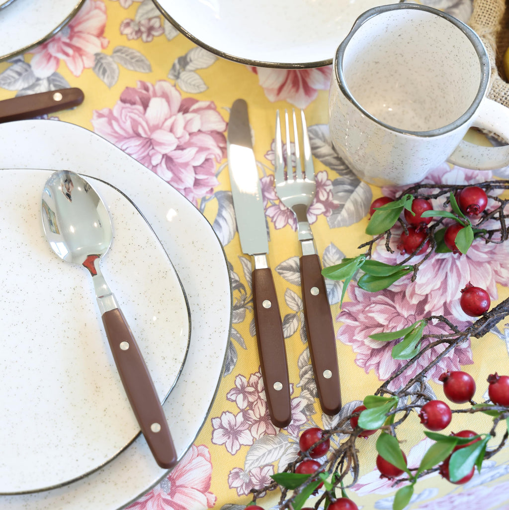ANNOVA Silverware Set, Retro/Rivet Colorful Stainless Steel Tableware Kitchen Flatware Set Utensils, Includes Dinner Knives, Forks, Spoons, Salad Forks & Dessert Spoons (Brown, 20 Pieces)