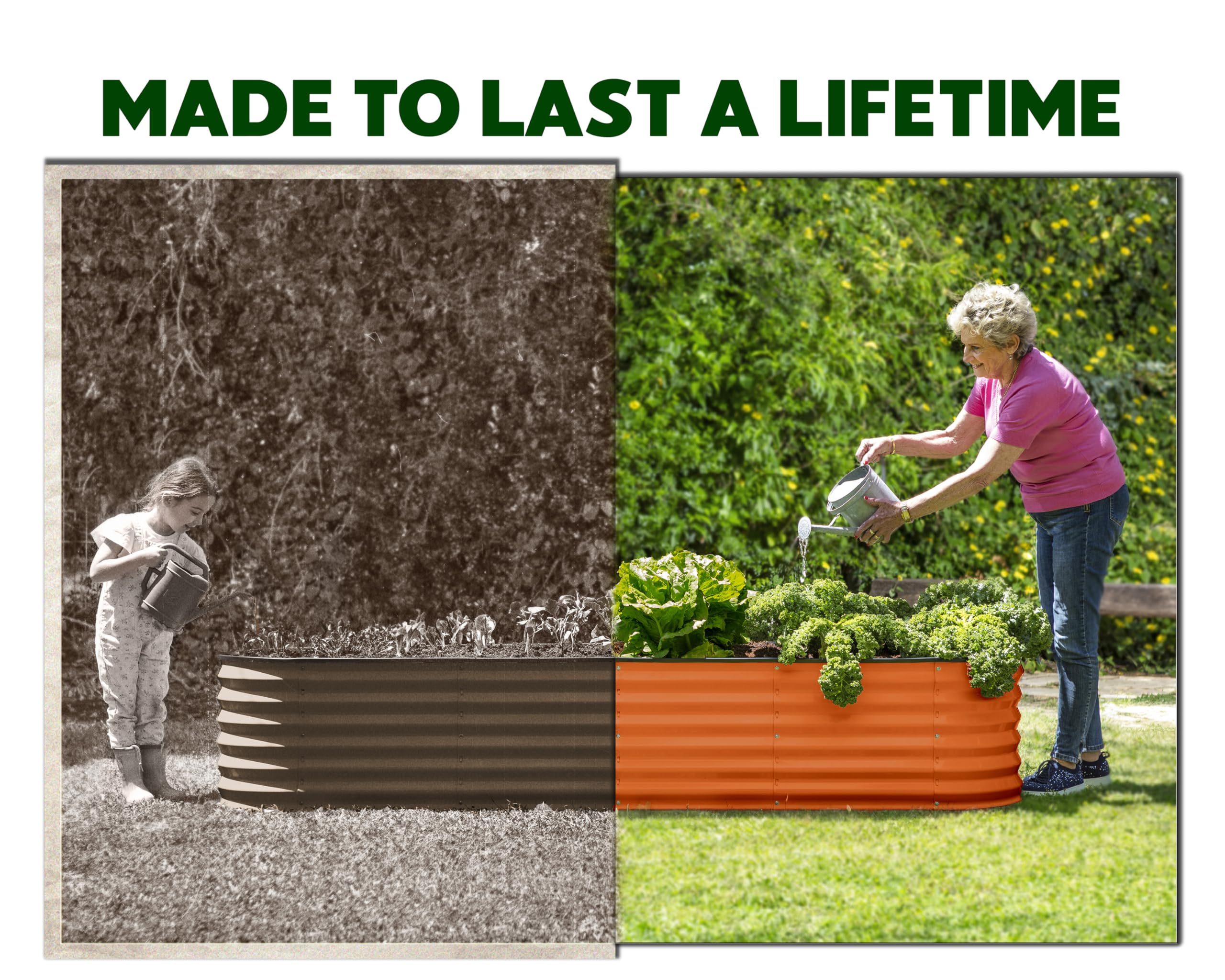 9-in-1 Galvanized Steel Raised Garden Bed // 8×2×1.5 ft Modular Planter for Gardening, Vegetables, Flowers // 18" Tall Metal Raised Garden Beds Outdoor (Dark Green) // Patented Design Planter Box