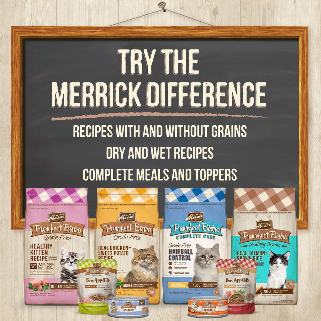 Merrick Purrfect Bistro Grain Free Natural Dry Cat Food For Adult Cats, Real Chicken And Sweet Potato Recipe - 12 lb. Bag