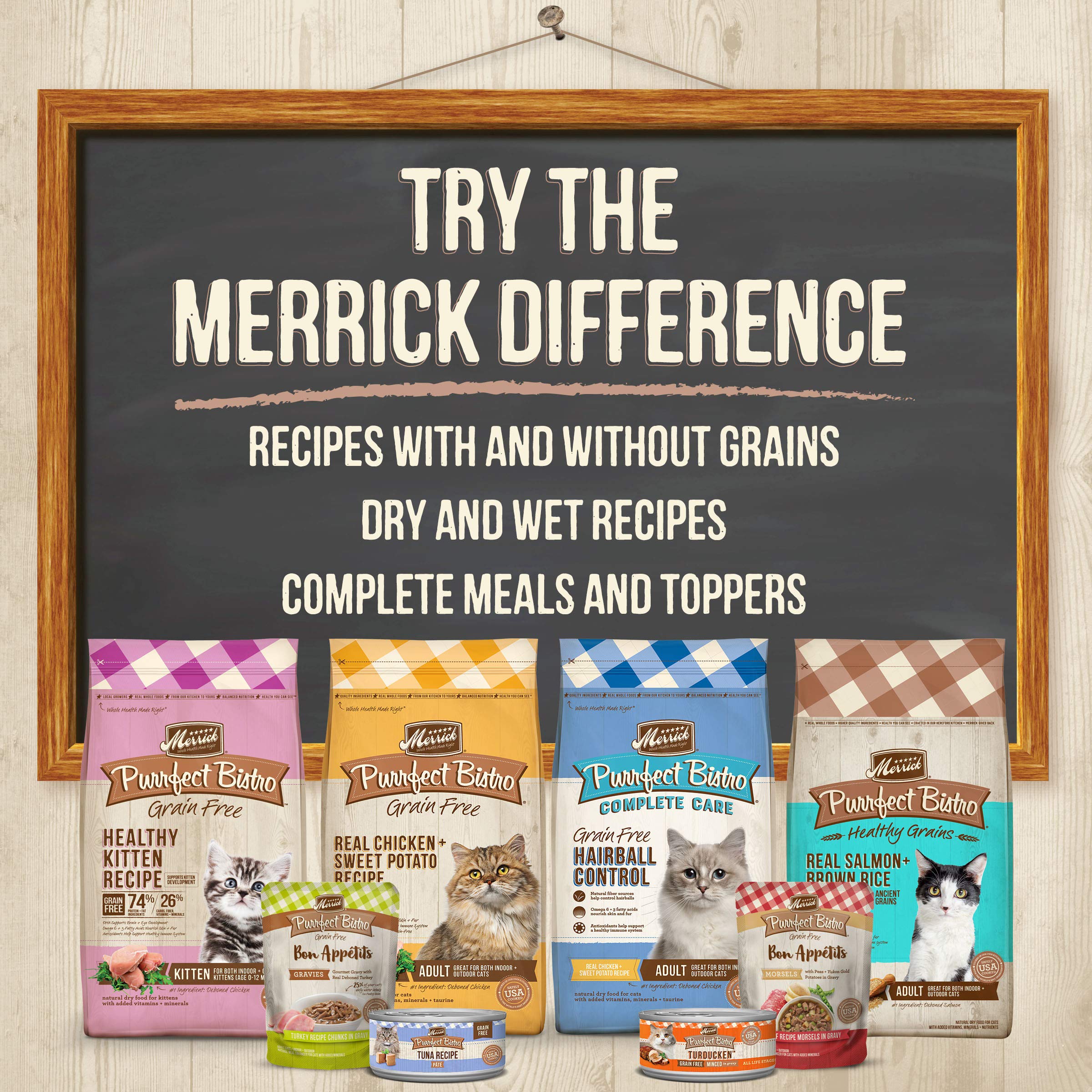 Merrick Purrfect Bistro Grain Free Natural Dry Cat Food For Adult Cats, Real Chicken And Sweet Potato Recipe - 12 lb. Bag