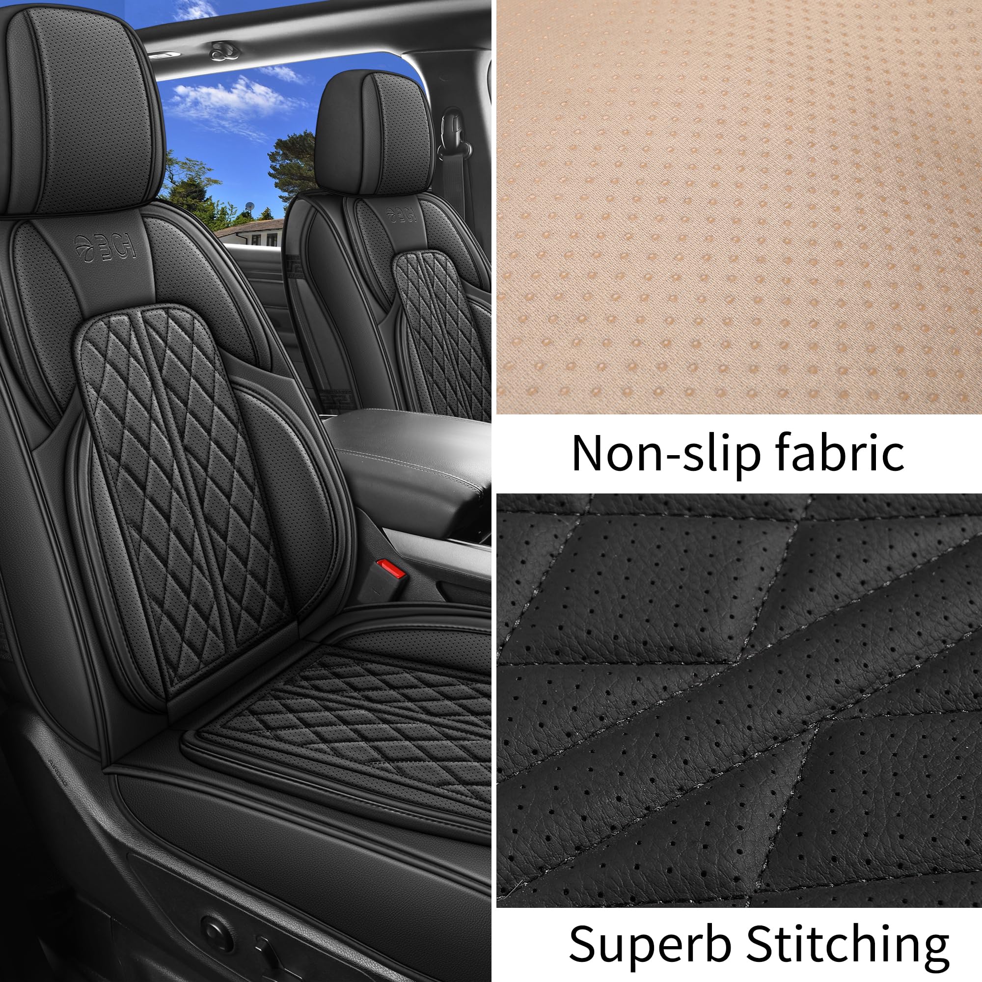 Car Seat Cover Custom Fit for Ford F150 2009-2026 Faux Leather Seat Cover Set Compatible with Regular Cab Super Cab Super Crew Pickup Truck Cushions (Black, Front Seat)
