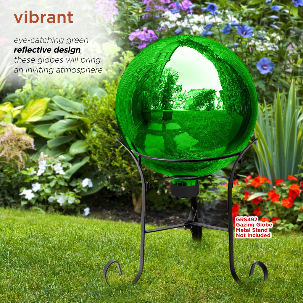 Alpine Corporation | 10" Indoor/Outdoor Glass Gazing Globe — Festive Garden & Yard Décor Accent — Blue