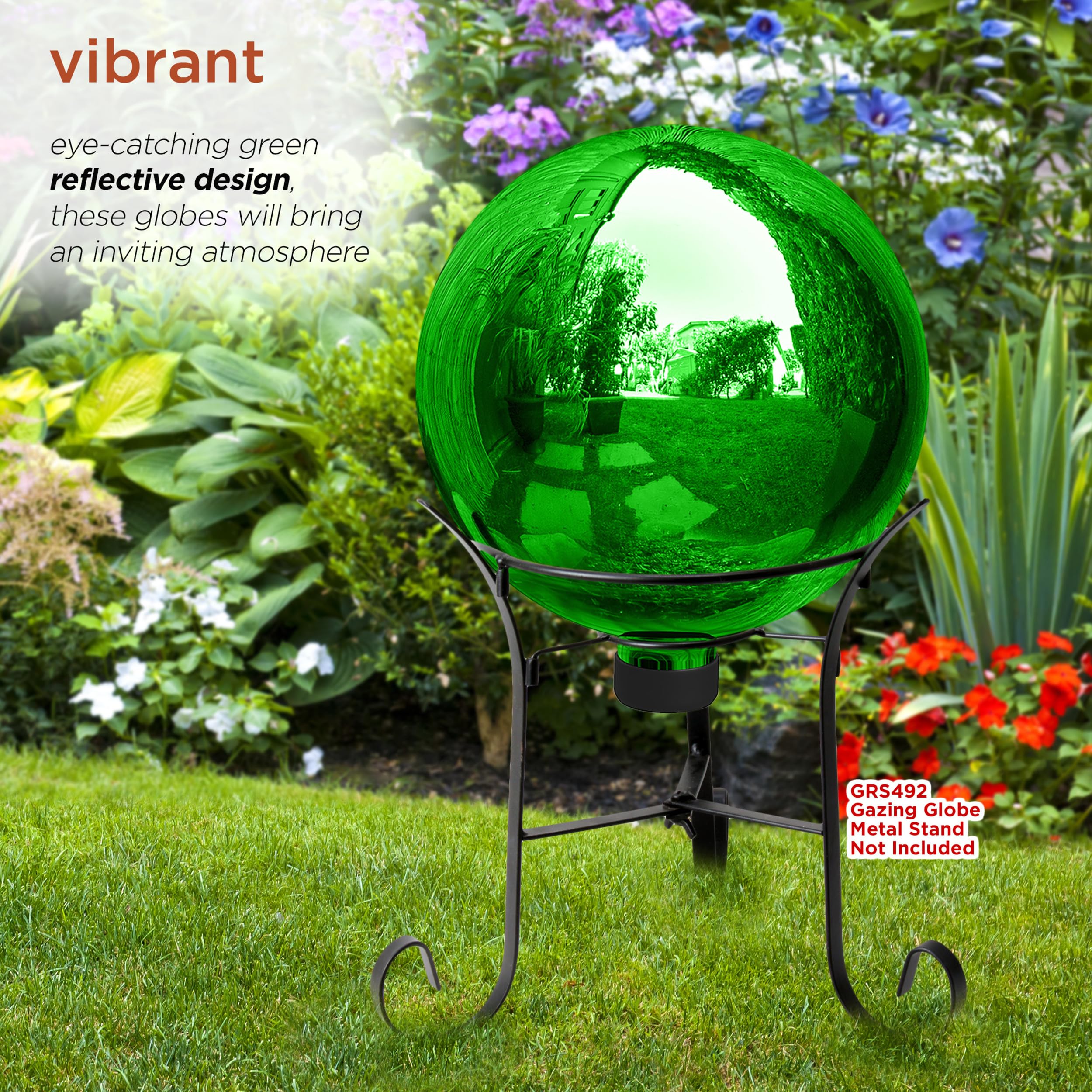 Alpine Corporation | 10" Indoor/Outdoor Glass Gazing Globe — Festive Garden & Yard Décor Accent — Blue