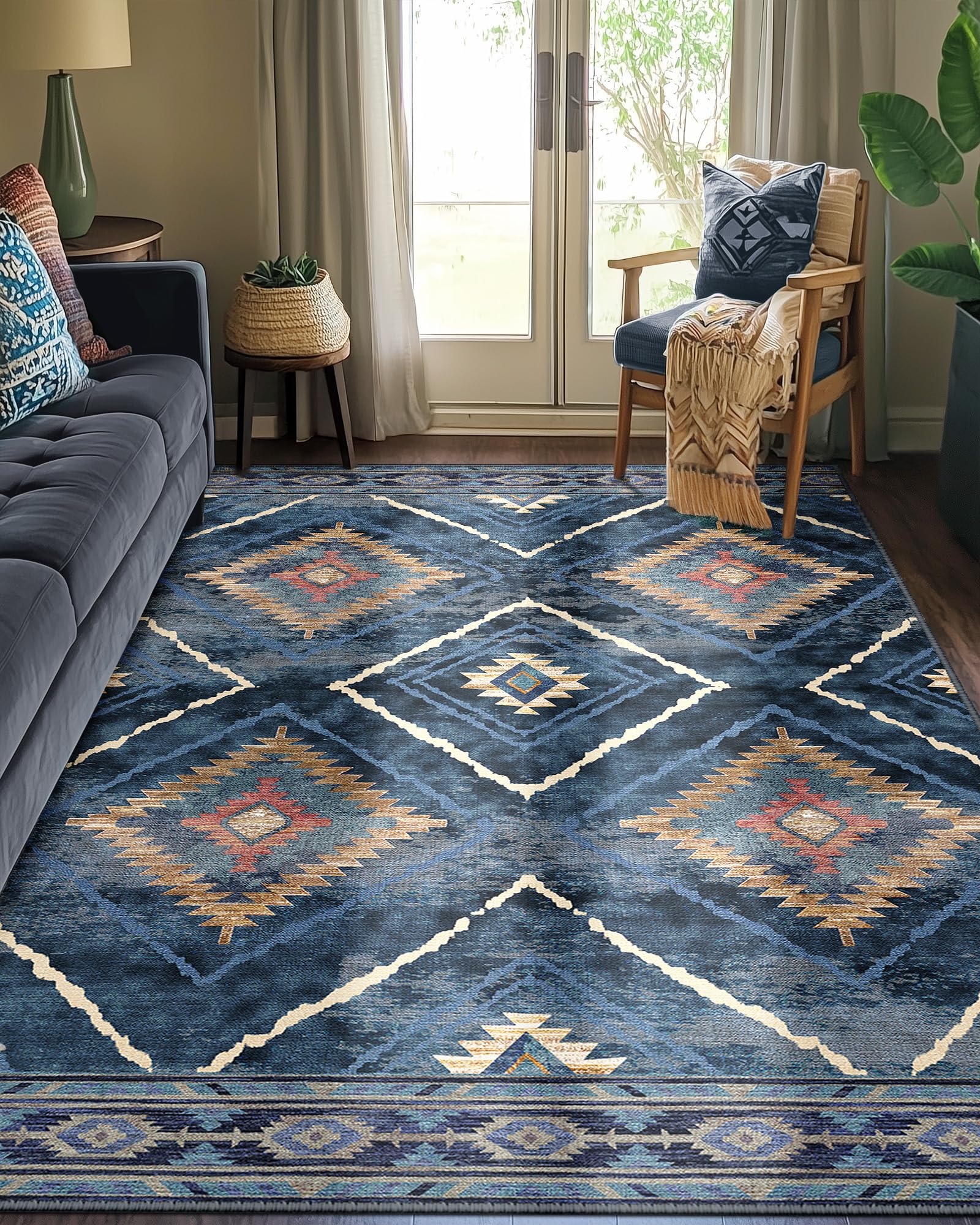 BESTSWEETIE Area Rug 2x3 Rug Machine Washable Non-Slip Low Pile Print Pattern Western Rug for Living Room Bedroom Entryway Tribal Series-Abstract/Cowhide