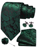 GUSLESON 3.15"（8cm） Mens Paisley Tie and Lapel Pin Necktie Hankerchief Cufflinks Set for Men