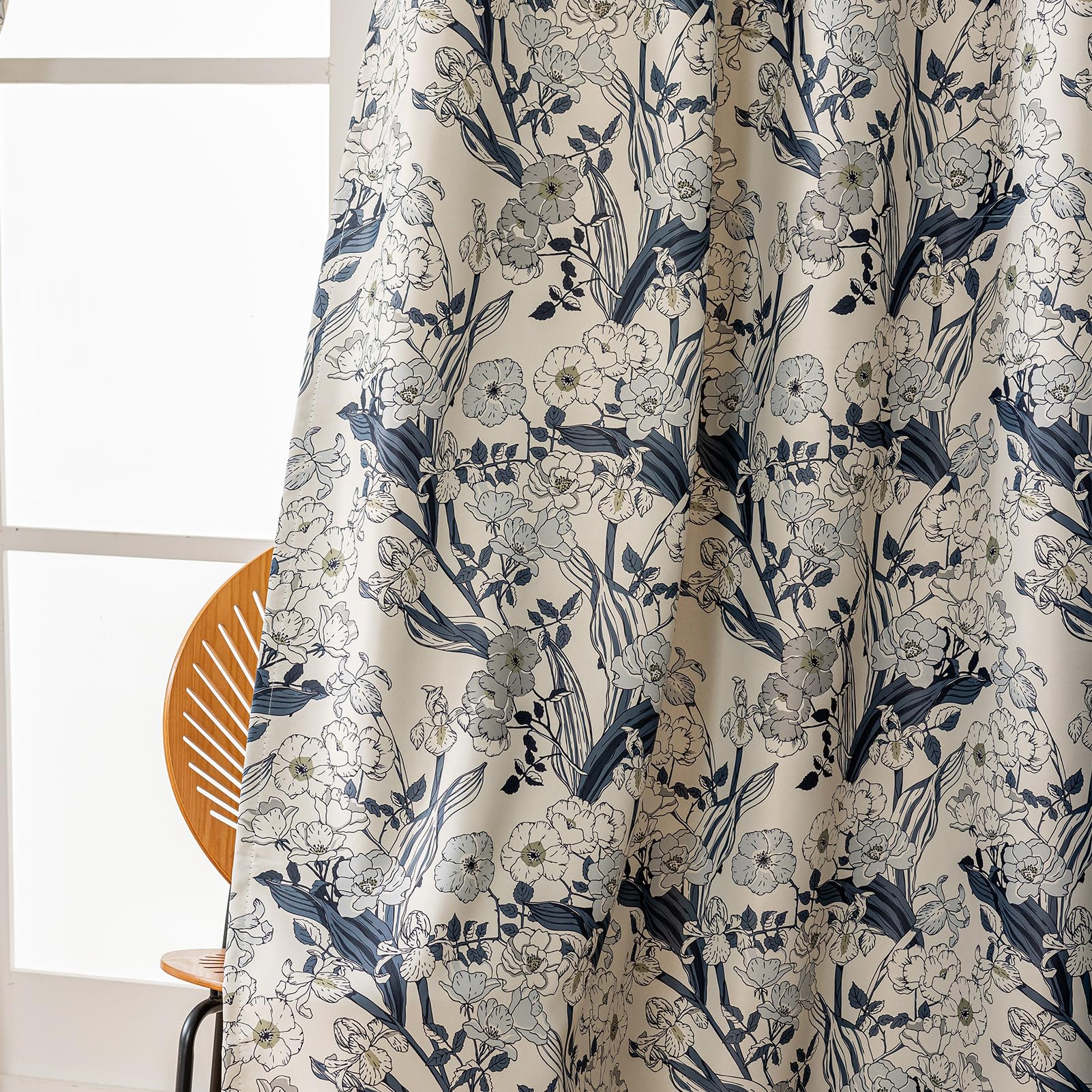 SUOUO Brown Floral Blackout Curtains for Bedroom Patterned Leaf 84 inches Long Room Darkening Window Drapes for Living Room 2 Panels