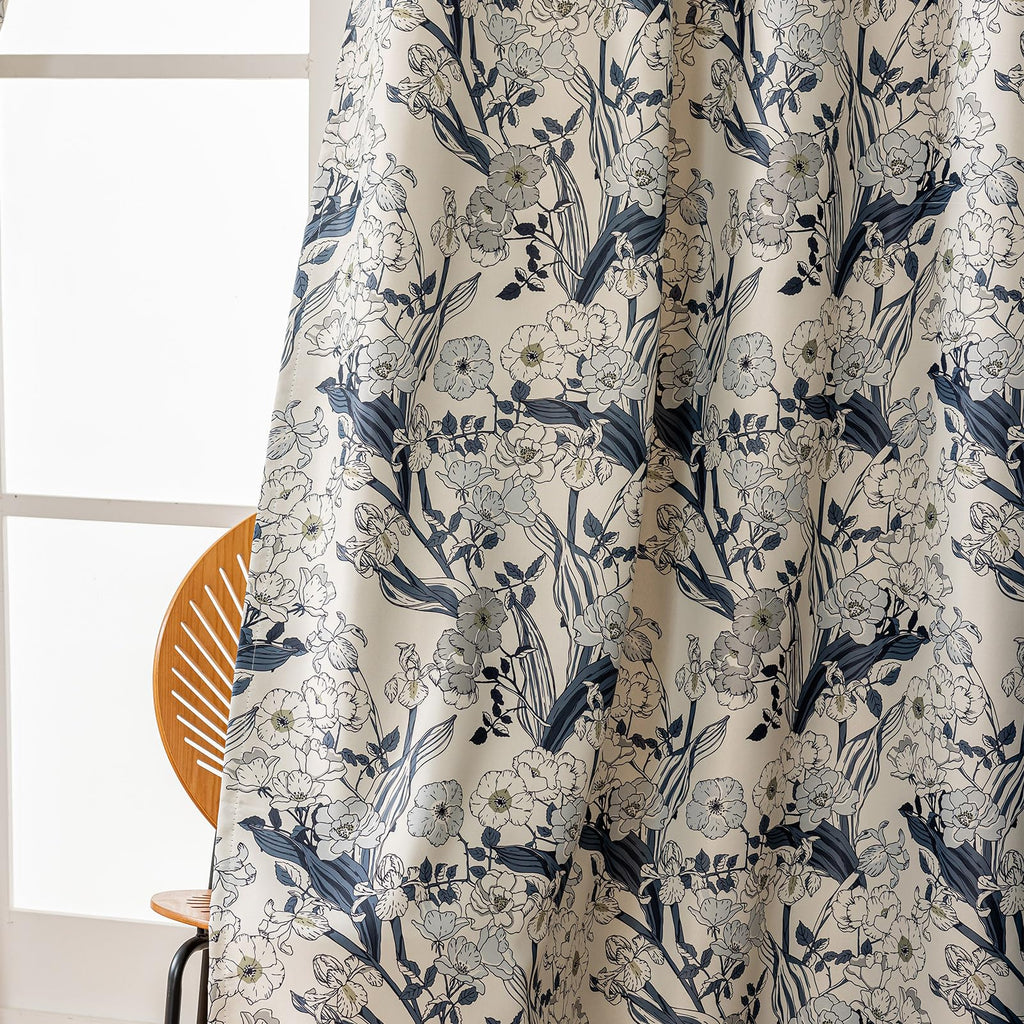 SUOUO Brown Floral Blackout Curtains for Bedroom Patterned Leaf 84 inches Long Room Darkening Window Drapes for Living Room 2 Panels