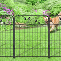 FOREHOGAR Decorative Metal Garden Fence 24in(H) X10ft(L) 5 Panels Leaf Black Rustproof Wire Border Fence for Landscape Patio Flower Bed Garden Fencing Panel Animal Barrier for Dogs