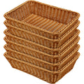 Eccliy 6 Pack Wicker Bread Baskets 15.8 Inch Woven Serving Basket for Gifts, Poly Wicker Storage Rectangle Rattan Display Trays for Bread Food Vegetables Fruit Snacks Tabletop Restaurant Home