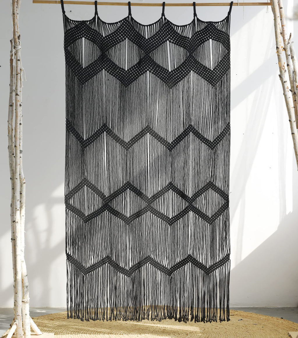 Flber Macrame Curtain Window Macrame Room Divider Doorway Curtain Boho Macrame Wall Hanging Living Room Bedroom Decor 42" W x 75" H
