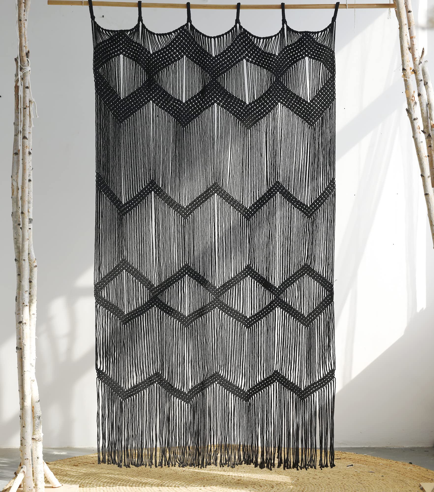 Flber Macrame Curtain Window Macrame Room Divider Doorway Curtain Boho Macrame Wall Hanging Living Room Bedroom Decor 42" W x 75" H