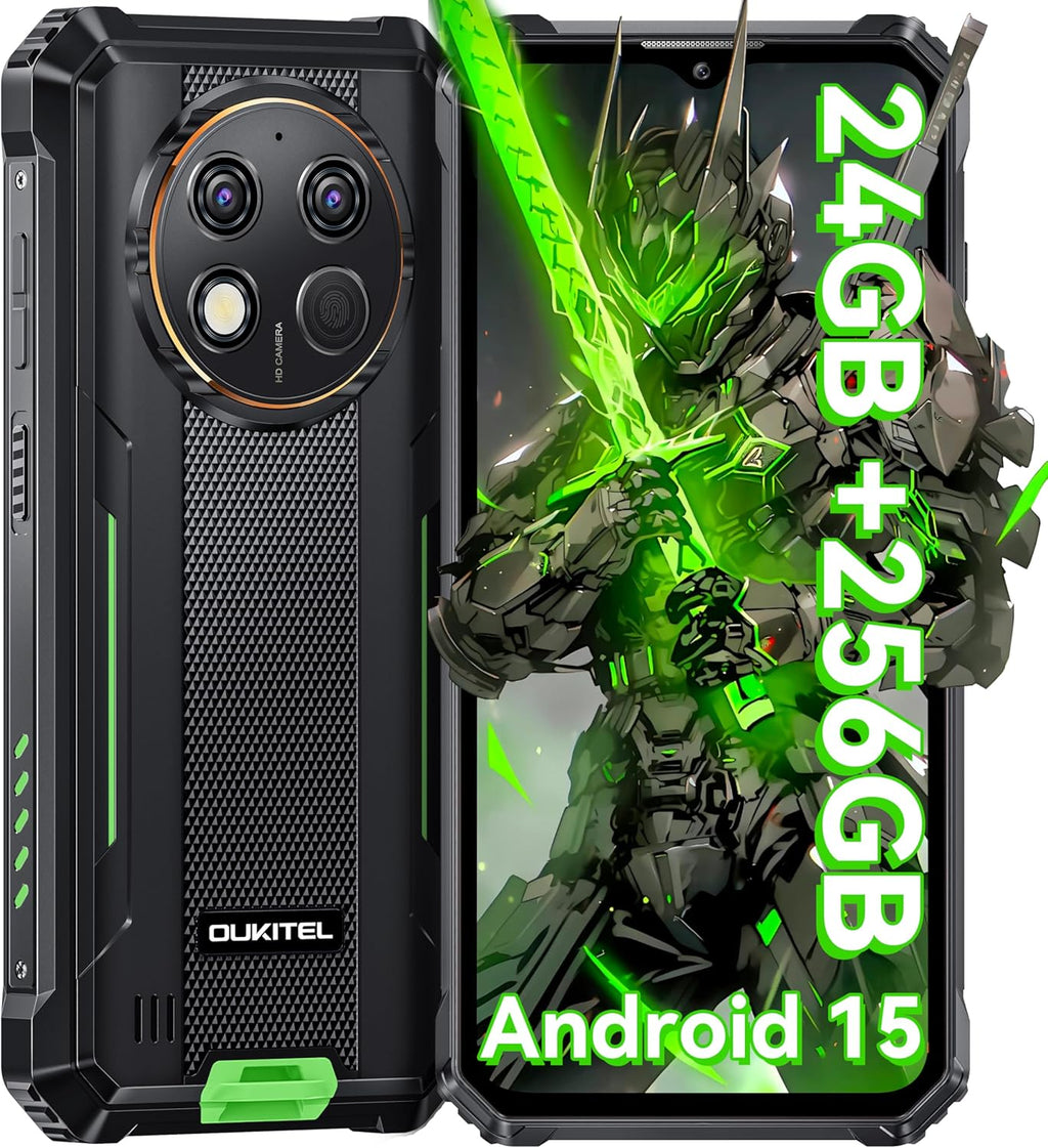 G1 Rugged Smartphone Unlocked - 24+256GB/1TB Android 15 Rugged Cellphones, 6.52” HD Display IP68/IP69K 10600mAh Battery 48MP Rear Camera Waterproof Phone, Fingerprint/Dual Sim/NFC 2025