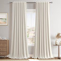Joywell Extra Long 100% Blackout Linen Curtains 102 Inch Long 2 Panels Set for Bedroom Living Room Nursery,Back Tab Rod Pocket Room Darkening Thermal Insulated Black Out Window Drapes,Beige 52x102