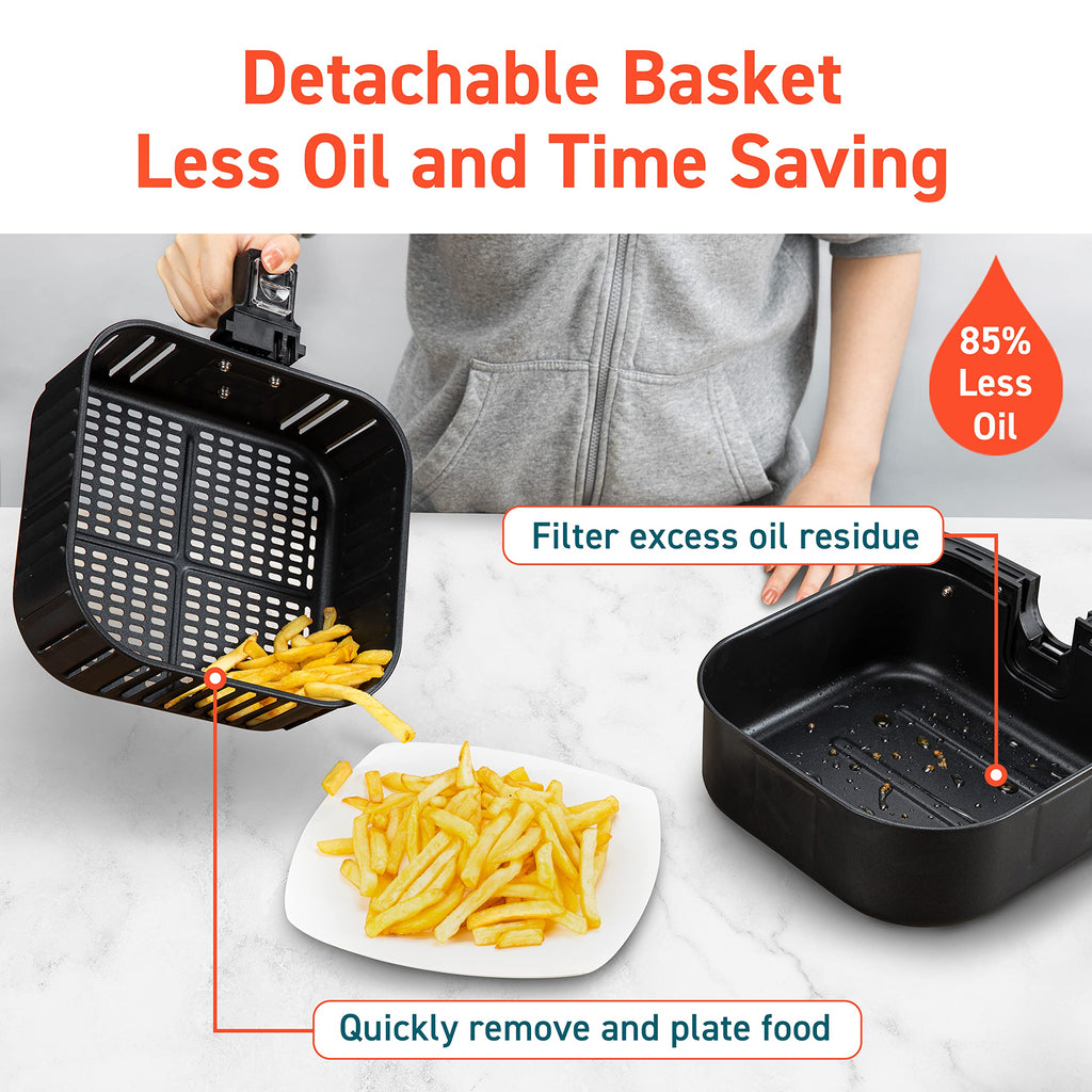 Cosori 12-in-1 Air Fryer 5.8QT, Toast, Bake, Nutrition Facts for 100+ In-App Recipes, AdaptIQ Tech Fast Cook, for Main & Side Dishes, Snacks, Leftovers, Detachable Square Basket, Dishwasher Safe