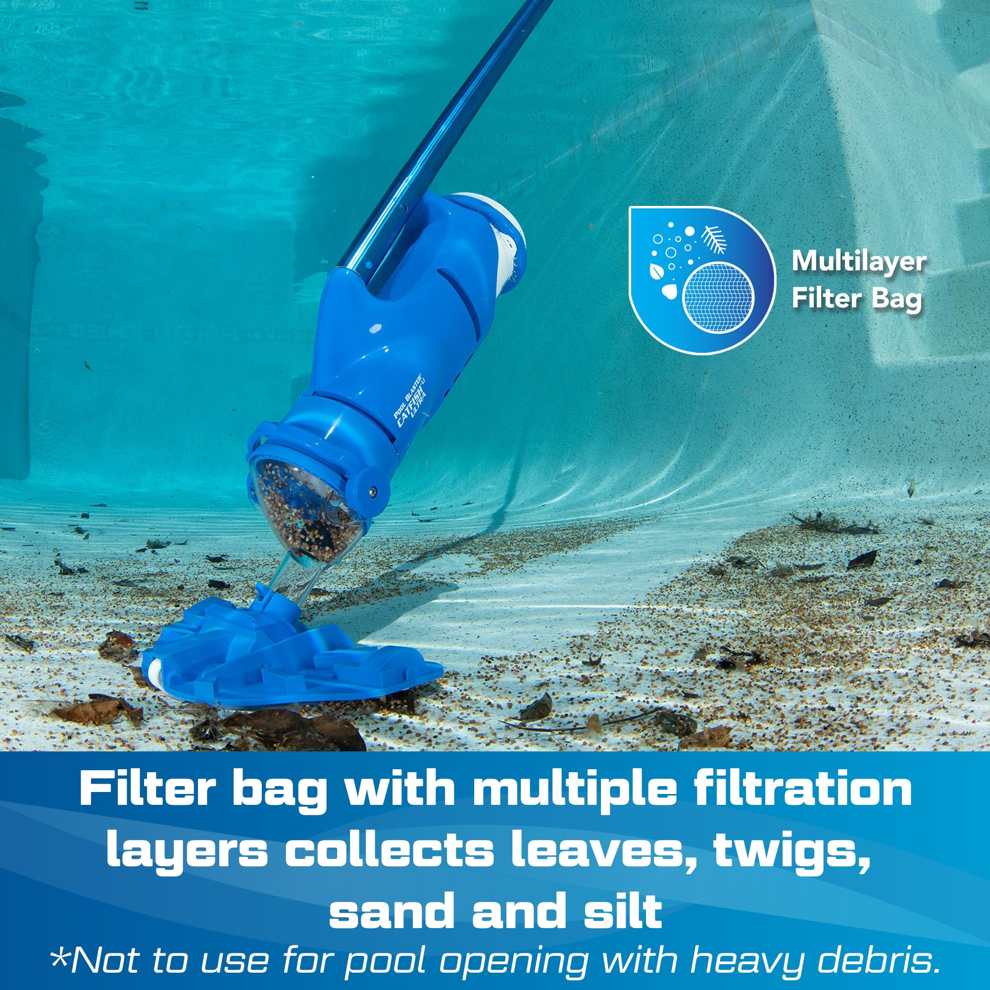 POOL BLASTER Catfish Cordless Pool Vacuum for Spot-Cleaning, Hot Tubs & Spas, Handheld Rechargeable, up to 45 Min Runtime, Quick, Efficient Swimming Pool Cleaner, Above Ground & Inground Pool Steps