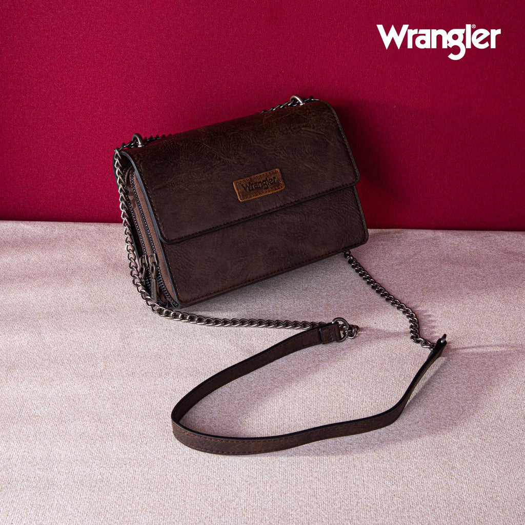 Wrangler Flap Crossbody Purse for Women Shoulder Bag Vintage Wallets with Chain Strap