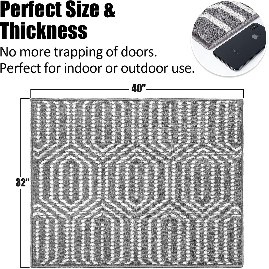 Indoor Doormat 24"x 36", Absorbent Front Back Door Mat Floor Mats, Rubber Backing Non Slip Door Mats Inside Mud Dirt Trapper Entrance Door Rug Carpet, Machine Washable Low Profile-Brown Time Cloister