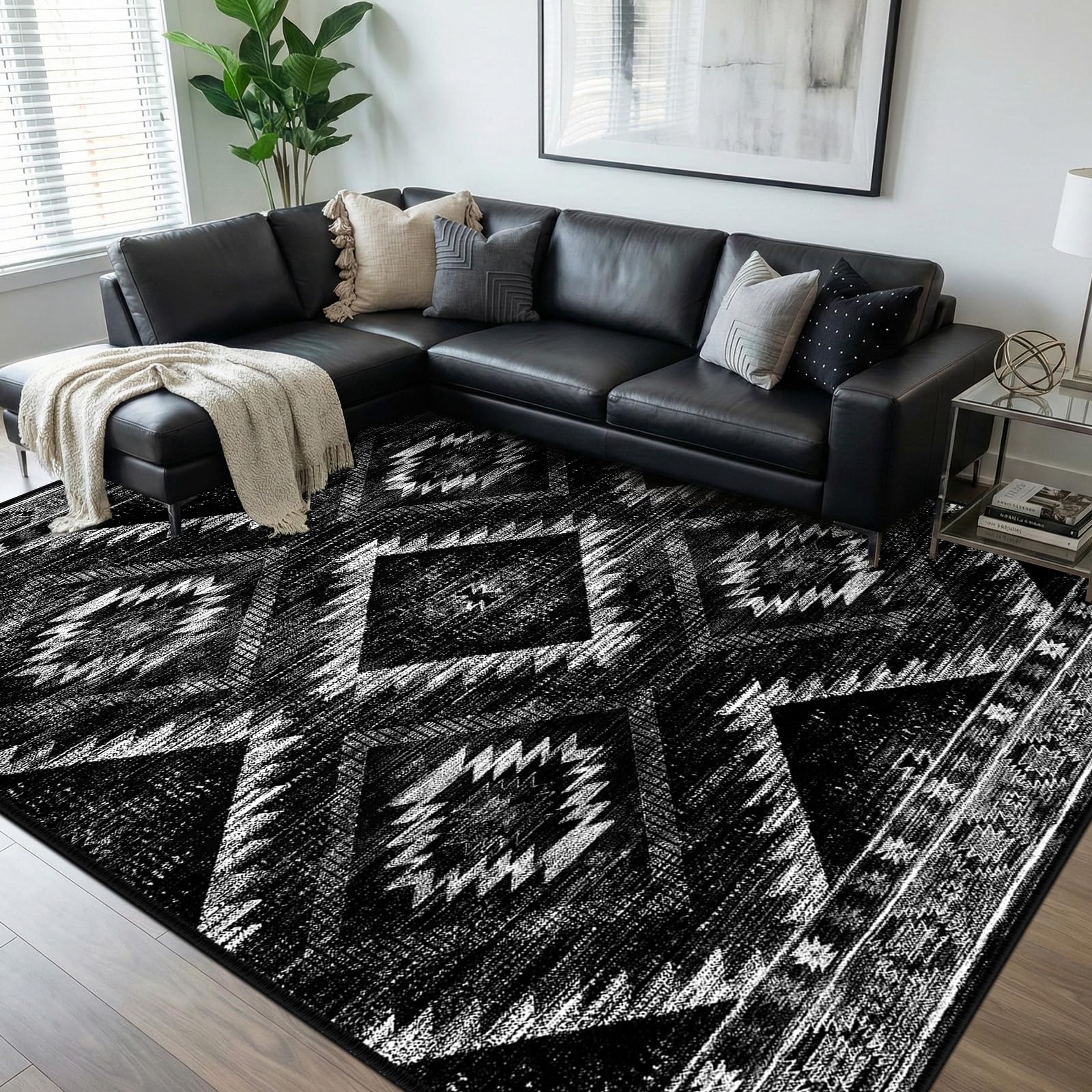 BESTSWEETIE Area Rug 2x3 Rug Machine Washable Non-Slip Low Pile Print Pattern Western Rug for Living Room Bedroom Entryway Tribal Series-Abstract/Cowhide