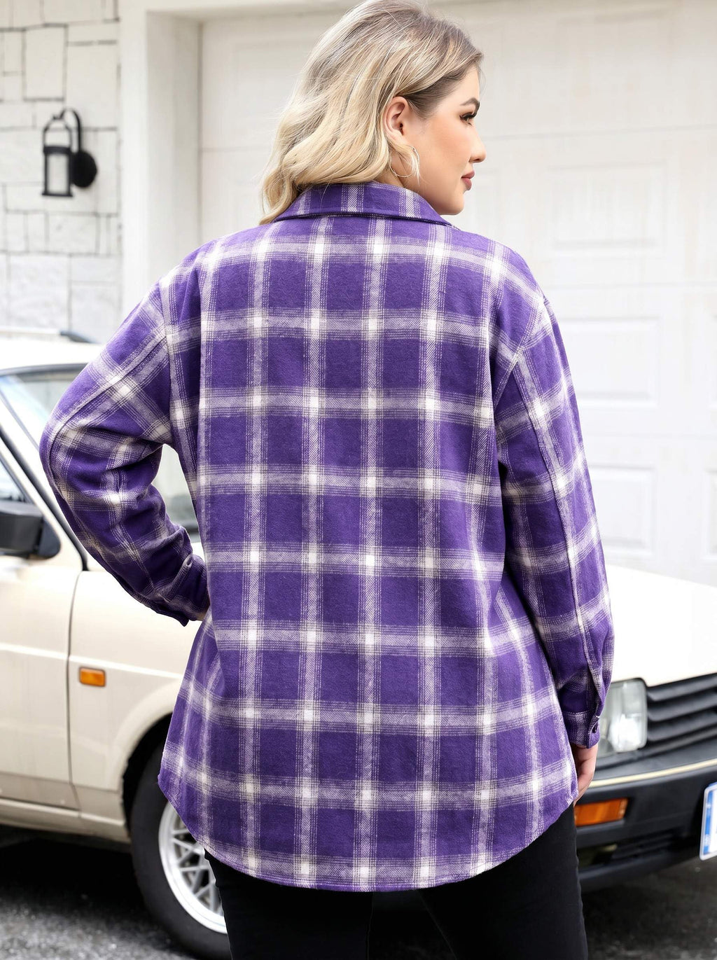 Zeagoo Womens Plus Size Flannel Shirts Plaid Shirts Long Sleeves Casual Button Down Collared Shacket Tops