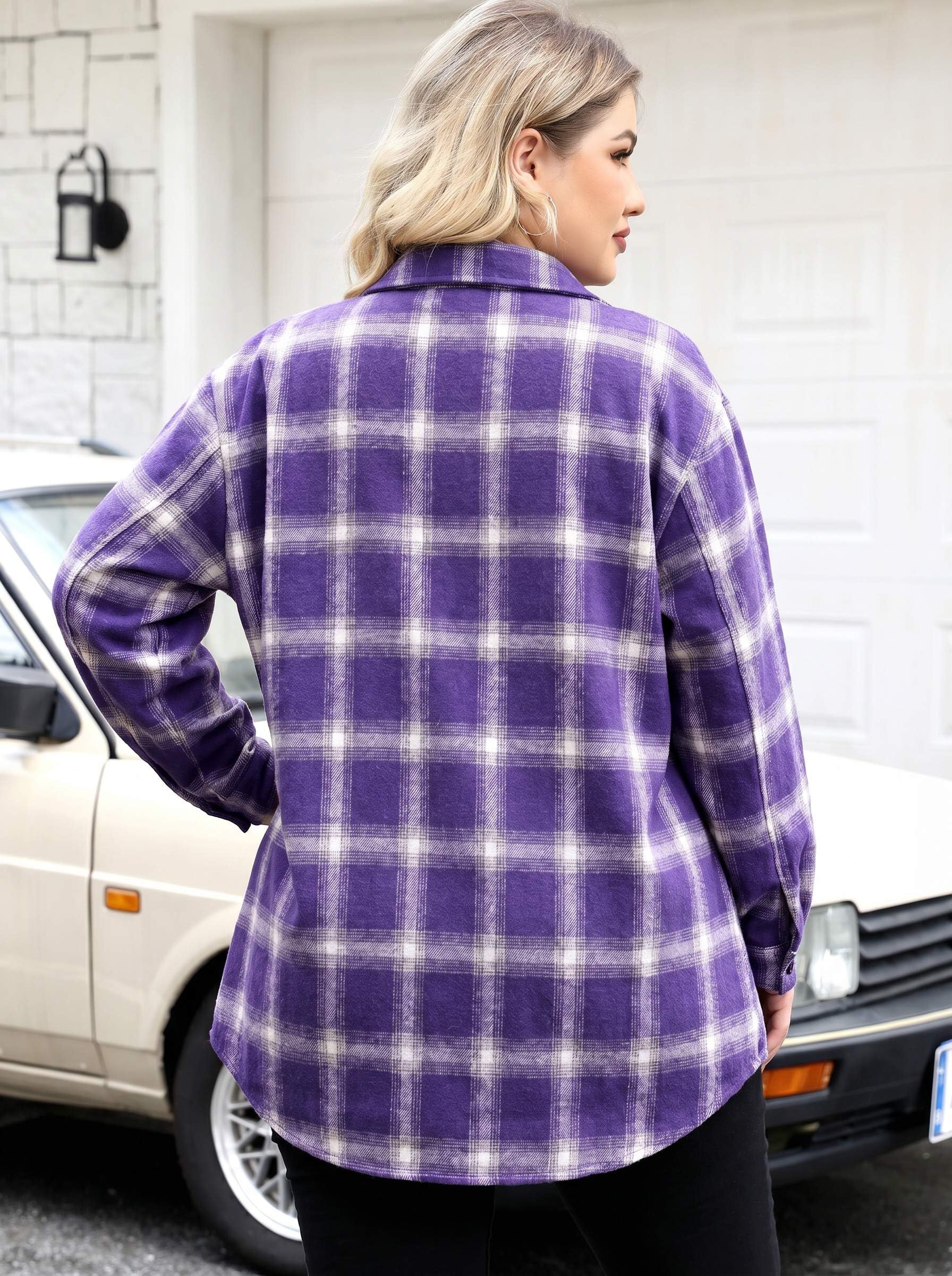 Zeagoo Womens Plus Size Flannel Shirts Plaid Shirts Long Sleeves Casual Button Down Collared Shacket Tops