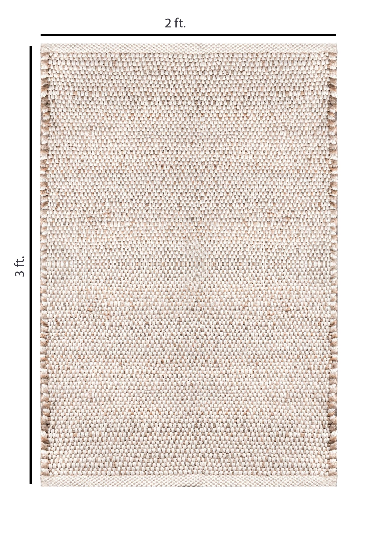 FRELISH DECOR Handwoven Jute Cotton Area Rug- Natural Yarn- Contemporary Farmhouse Decor- Rustic Nautical Rugs for Bedroom Living Room/Entryway Doormat (2'x3')