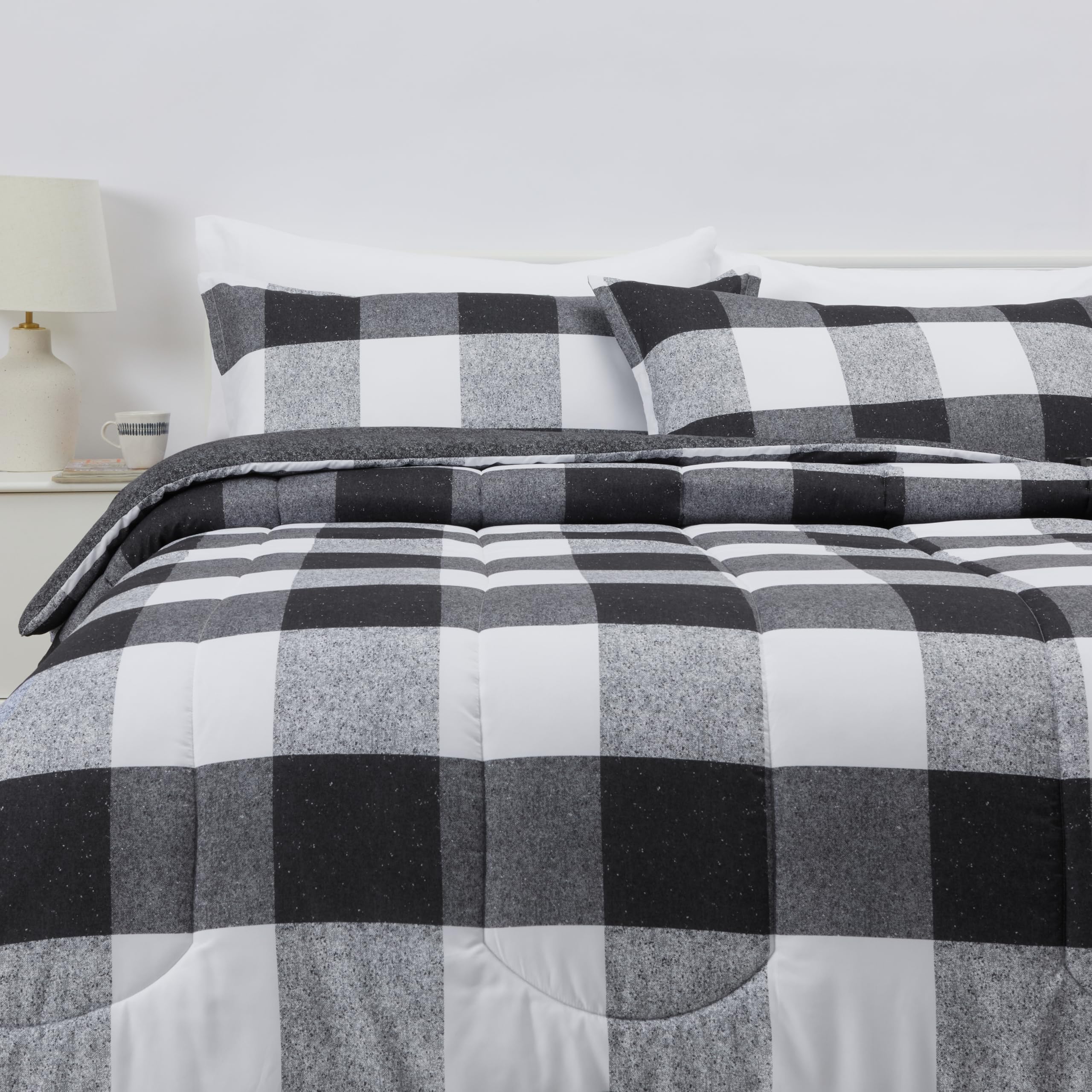Amazon Basics Reversible Lightweight Microfiber All Season Comforter Blanket, Twin/Twin XL, Burgundy/Grey (Pack of 2)