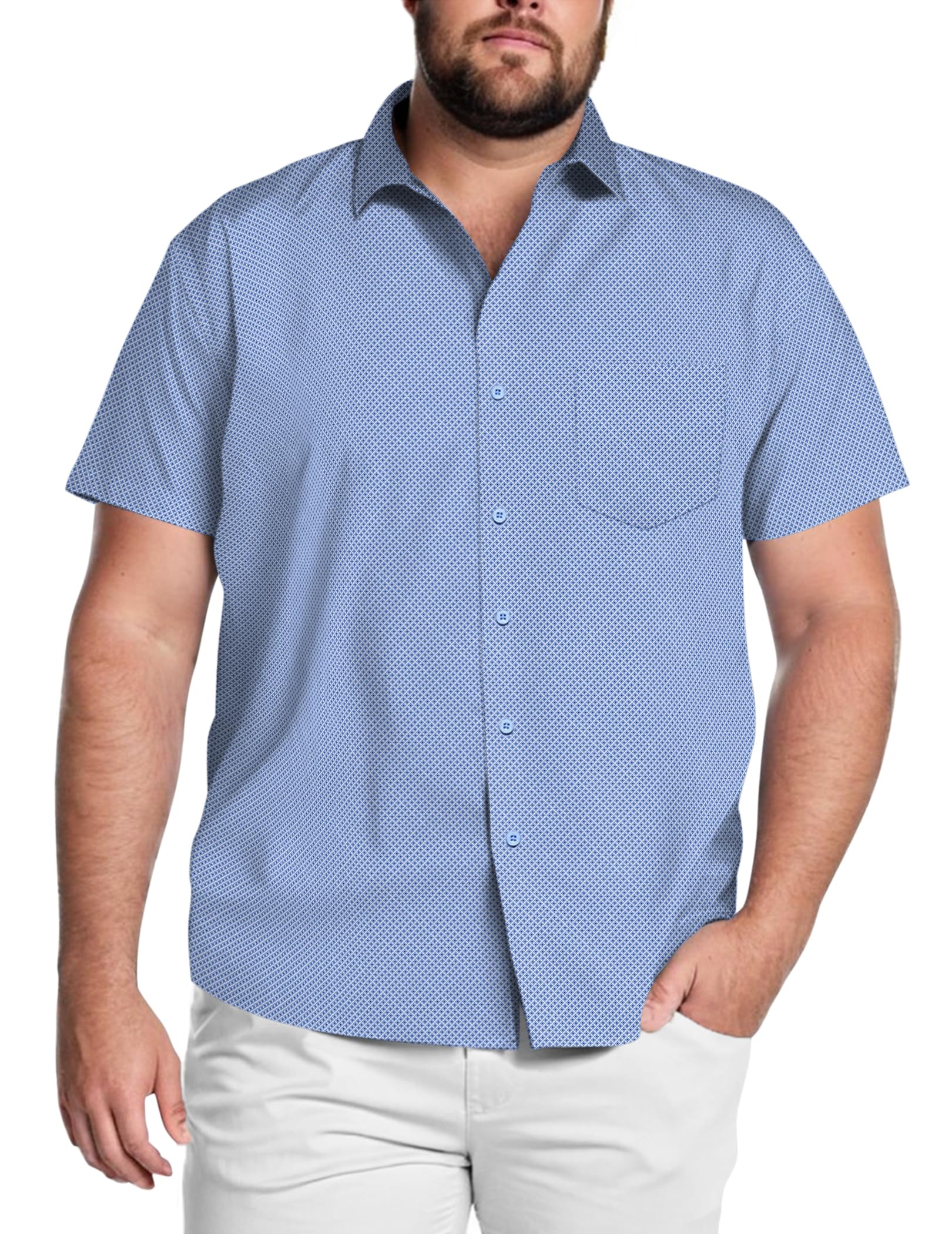 COOFANDY Big & Tall Shirts for Men Short Sleeve Button Down Casual Dress Shirts