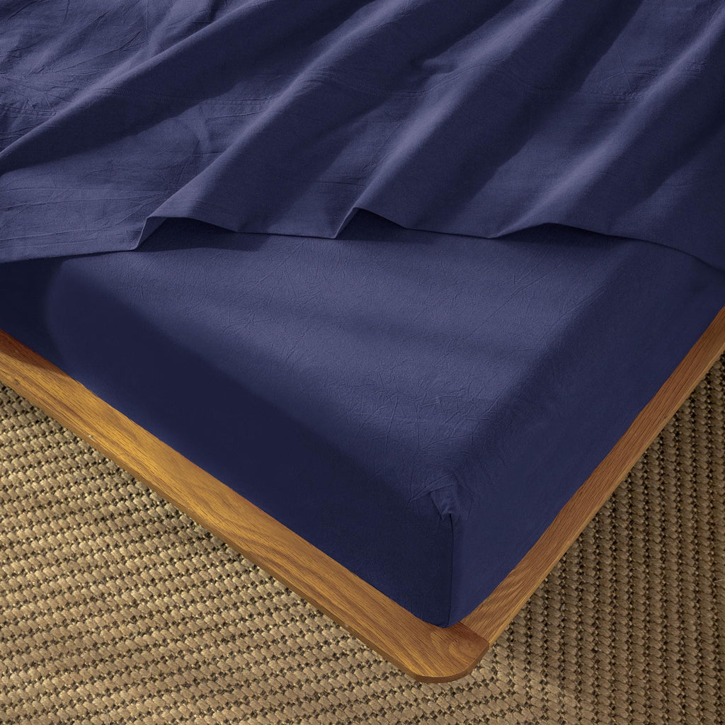 MooMee Fitted Bottom Sheet Only 100% Washed Cotton Linen Like Textured Breathable Durable Soft Comfy Deep Pocket Fits Mattress up to 17" (Almond Milk Grey, Twin)