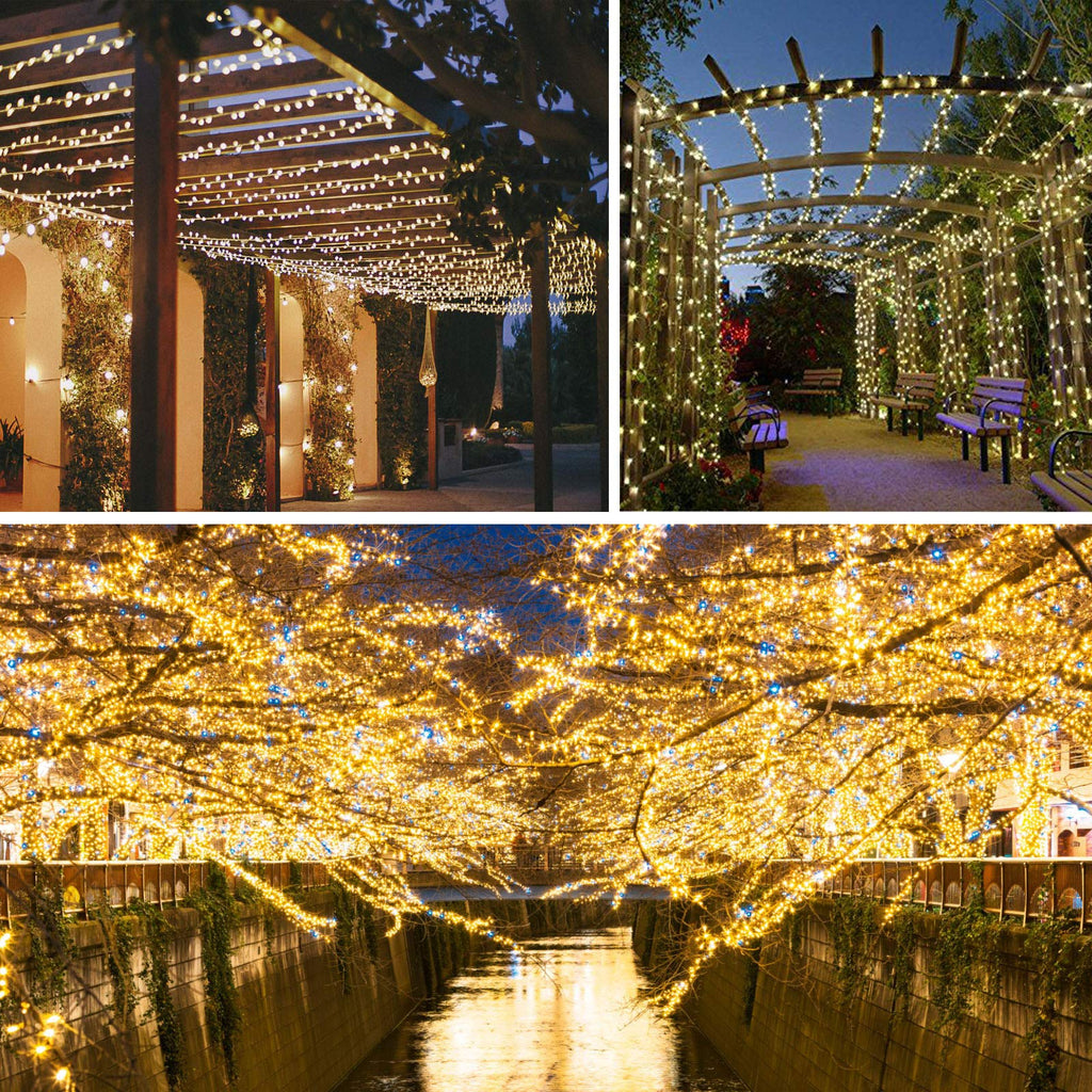 Connectable 100 LED String Lights Indoor Outdoor, 33FT Warm White Christmas Lights Waterproof, 13 Modes with Timer, Twinkle Fairy Lights Plug in Clear Wire for Christmas Tree, Bedroom, Classroom Decor