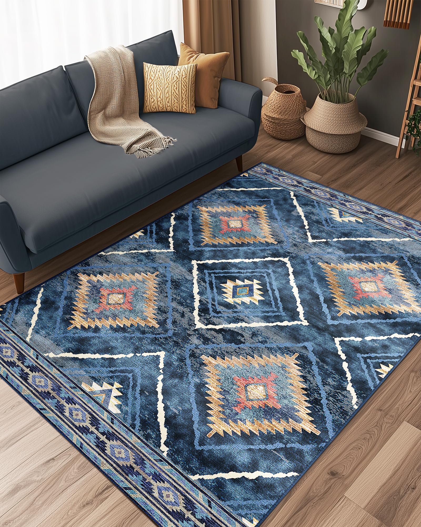 BESTSWEETIE Area Rug 2x3 Rug Machine Washable Non-Slip Low Pile Print Pattern Western Rug for Living Room Bedroom Entryway Tribal Series-Abstract/Cowhide