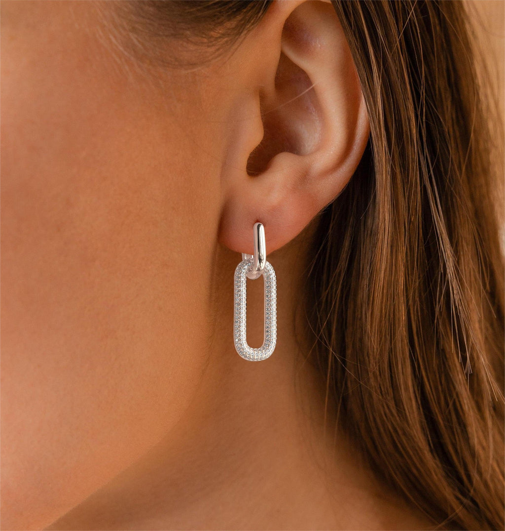 Gold Earrings for Women Trendy, Simple Dainty 14K Gold Plated Paperclip Square Chain Link Dangle Hoops Earrings Pin Stud Huggie Earrings Lightweight Hypoallergenic Minimalist Aesthetic Gold Jewelry for Christmas Gifts