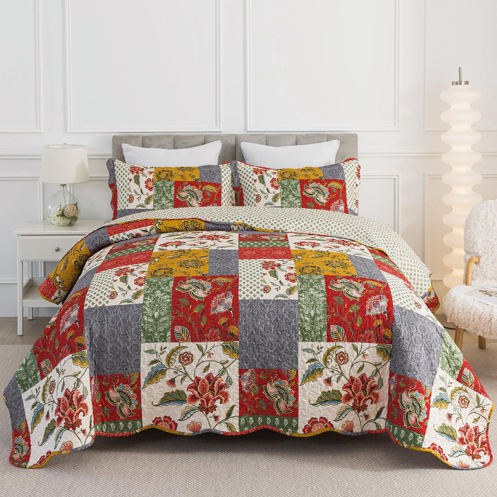 HoneiLife Quilt Sets Twin Size - 2 Piece Microfiber Quilts Reversible Bedspreads Patchwork Coverlets Floral Bedding Set All Season Quilts with Blue and White Porcelain Pattern